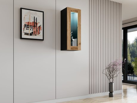 Armoire murale Vilrin VII (Noir + Chêne wotan)