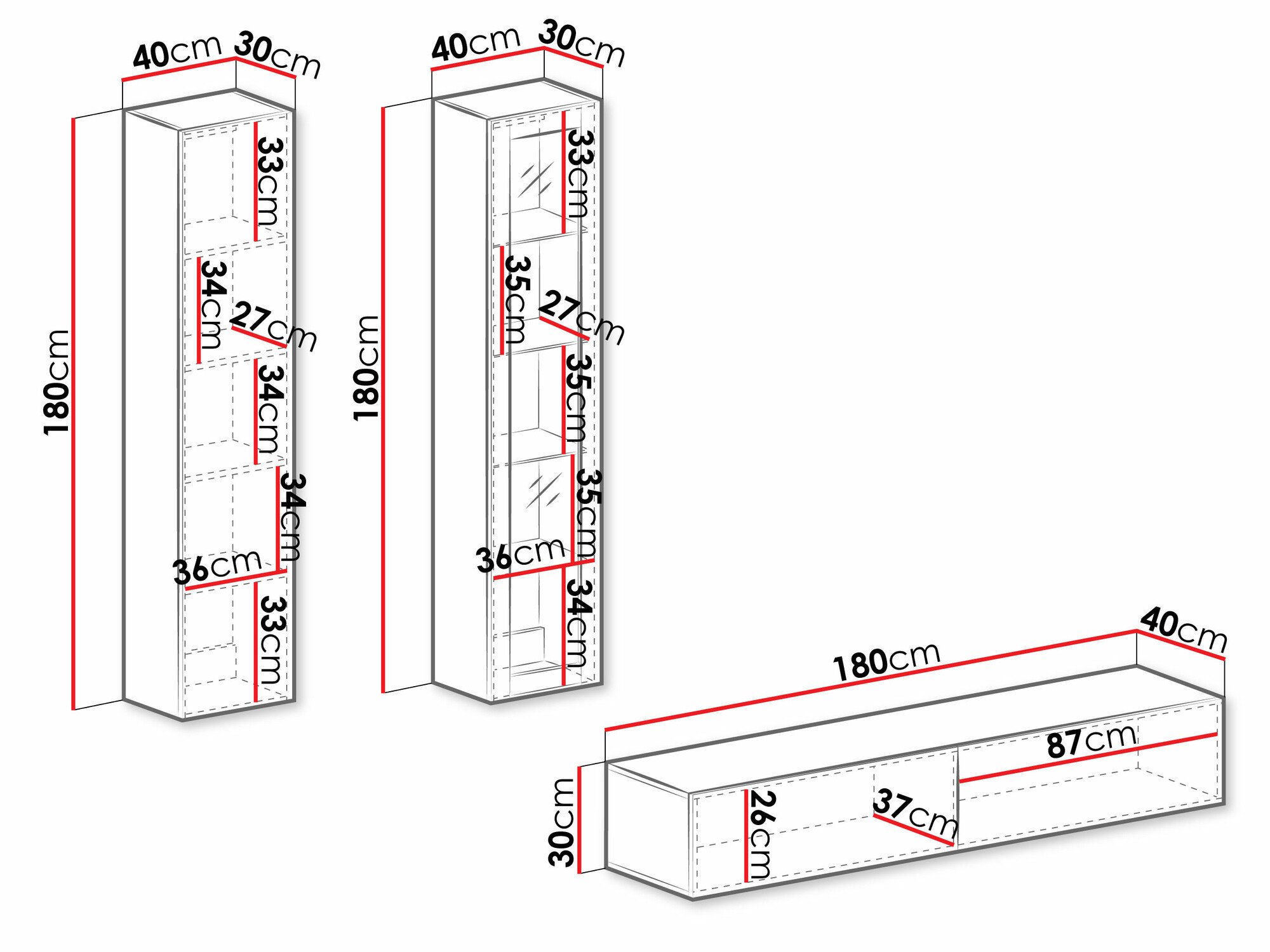 Ensemble de salon Venenou 102 (Noir + Chêne wotan)