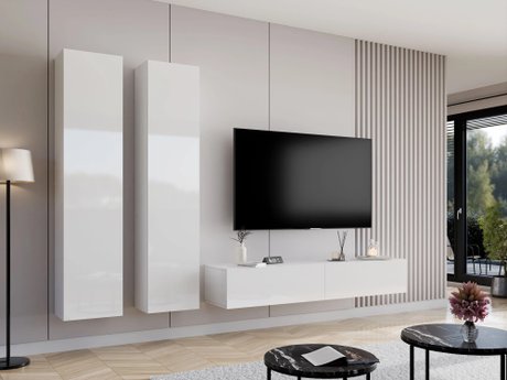 Ensemble de salon Venenou 103 (Blanc + Blanc brillant)