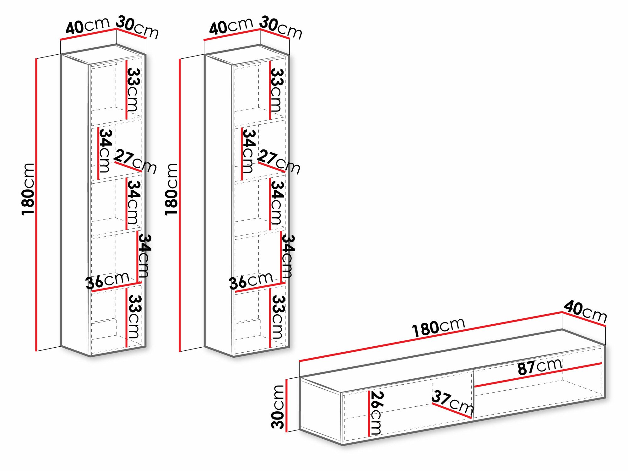 Ensemble de salon Venenou 103 (Blanc + Blanc brillant)