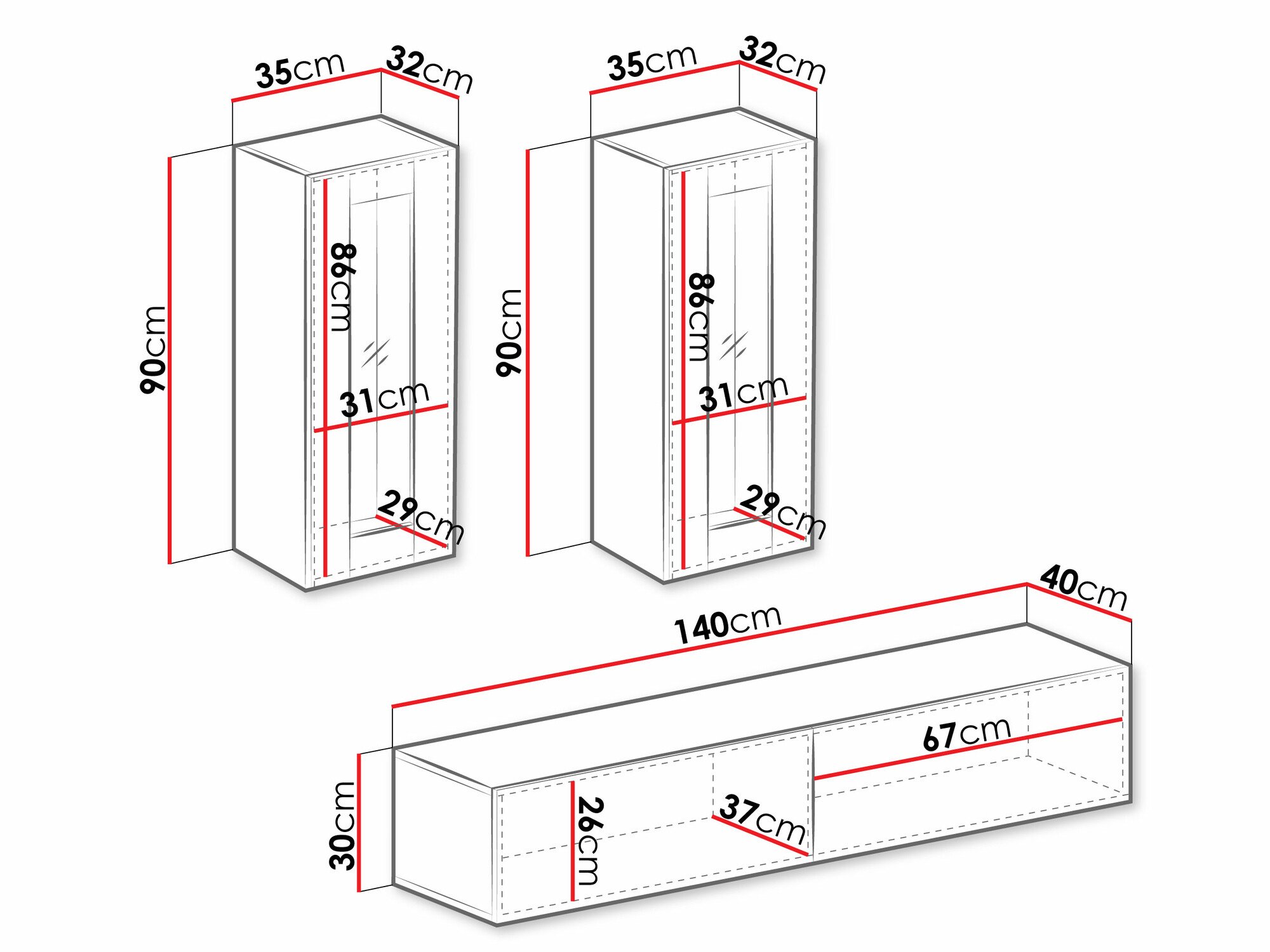 Ensemble de salon Venenou 139 (Blanc + Blanc brillant)
