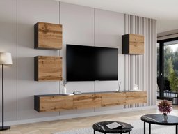 Ensemble de salon Vilrin III (Noir + Chêne wotan)