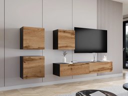 Ensemble de salon Vilrin IV (Noir + Chêne wotan)