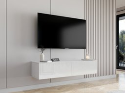 Meuble TV Venenou 125 (Blanc + Blanc brillant)