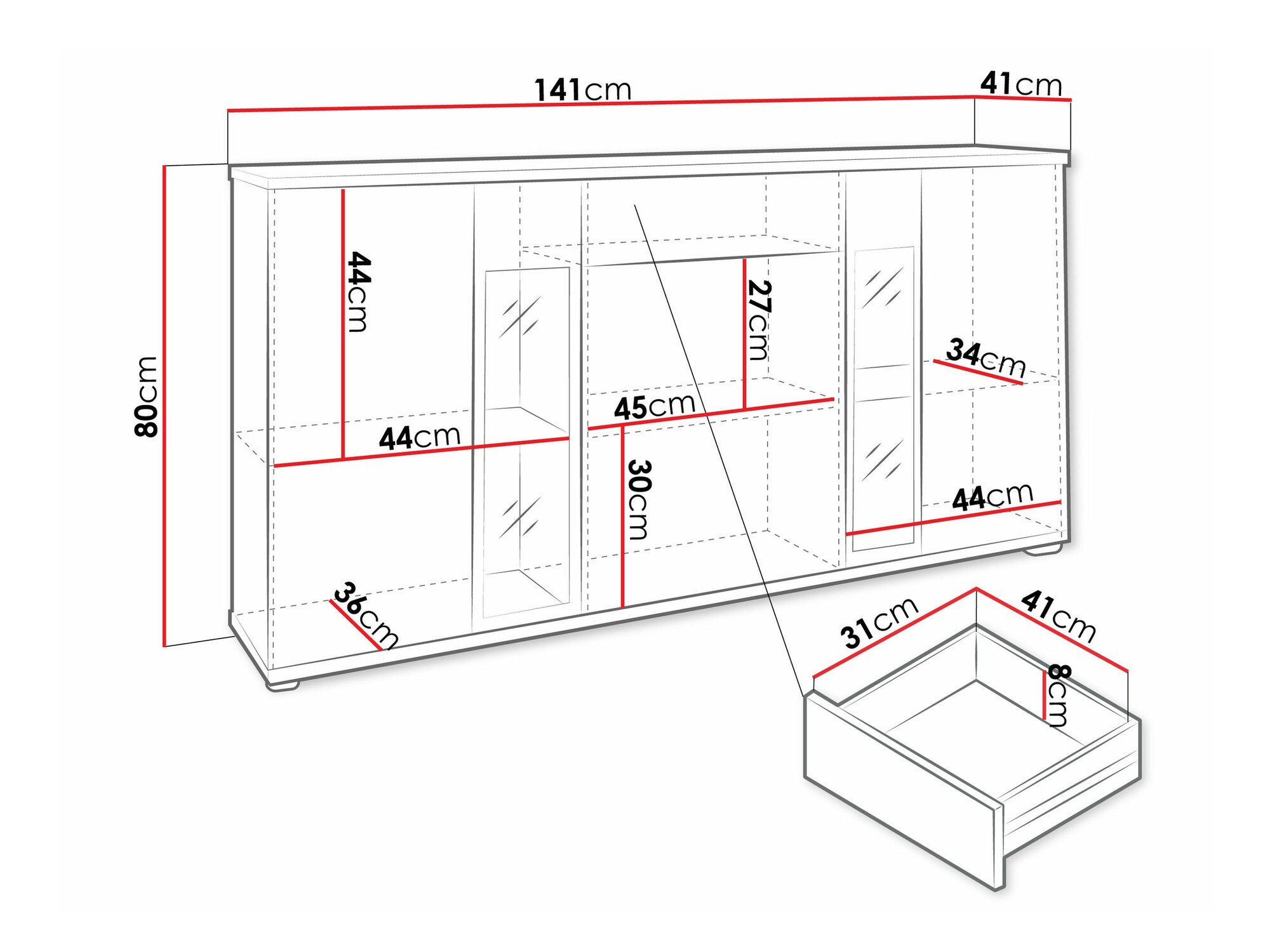 Commode Genio (Artrisan chêne + Blanc)
