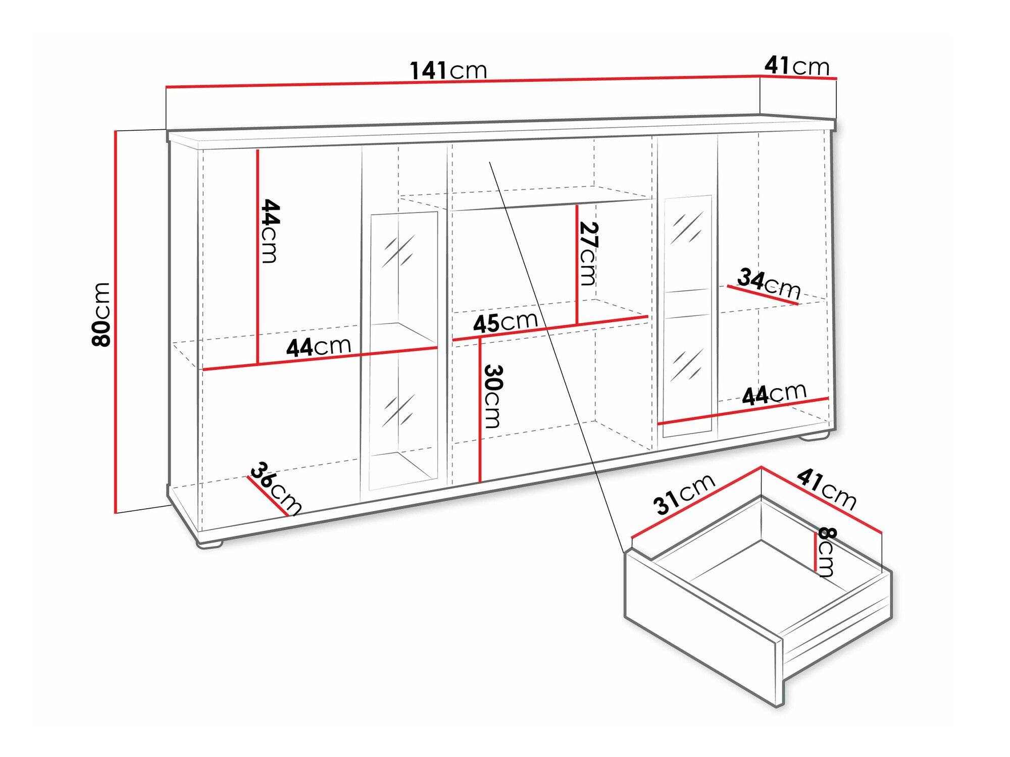 Commode Tucson 114 (Artrisan chêne + Blanc)