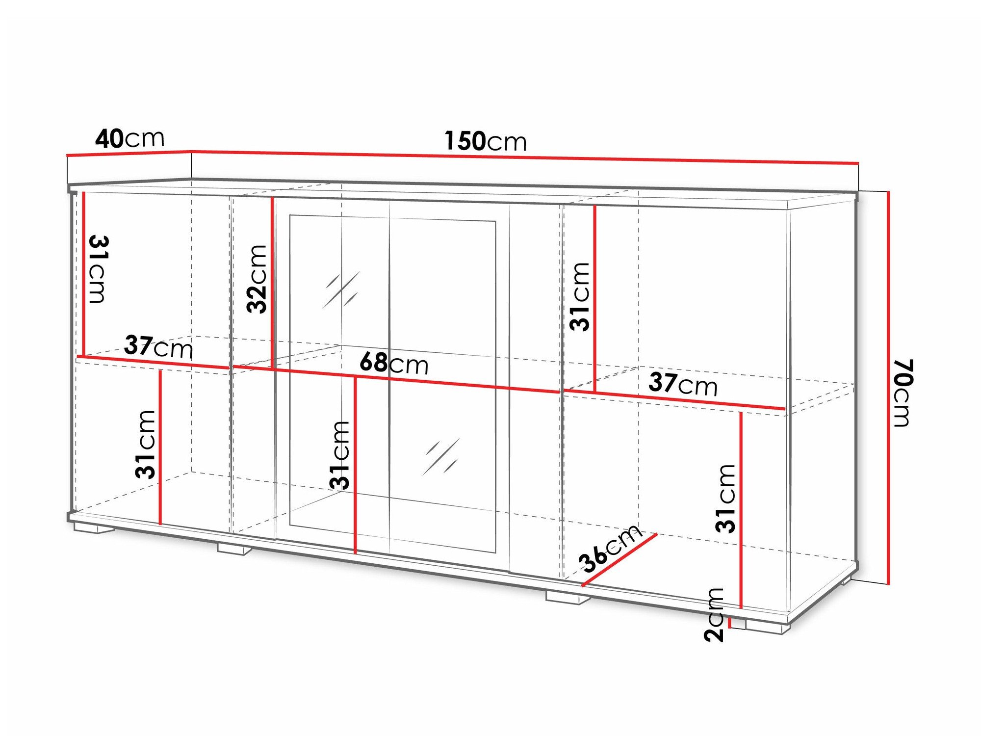 Buffet Torcame 102 (Blanc + Blanc brillant)