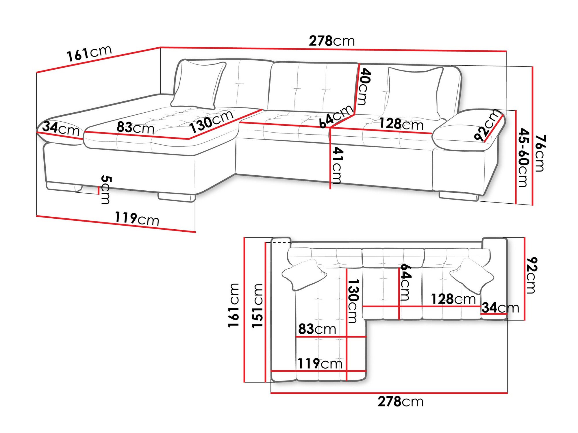 Canapé d'angle Comfivo 219 (Lux 06 + Lux 05)