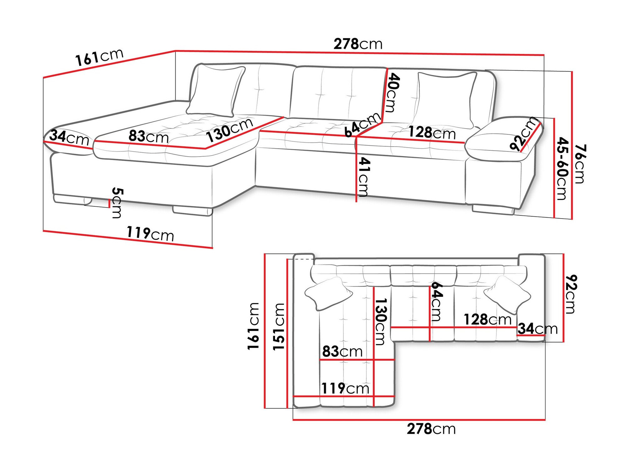 Canapé d'angle Comfivo 219 (Lux 06 + Lux 05)