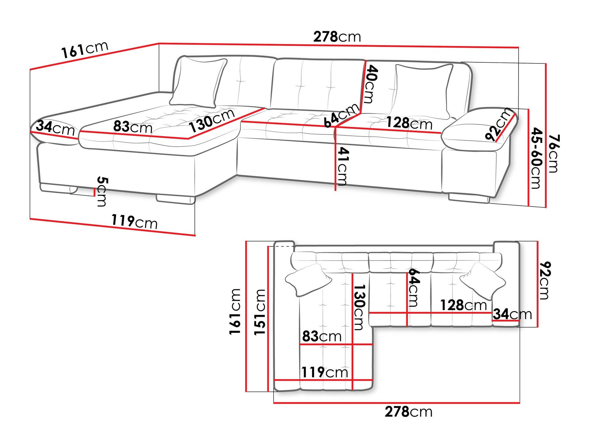 Canapé d'angle Comfivo Serenitas (Kronos 07 + Kronos 02 + Kronos 07)