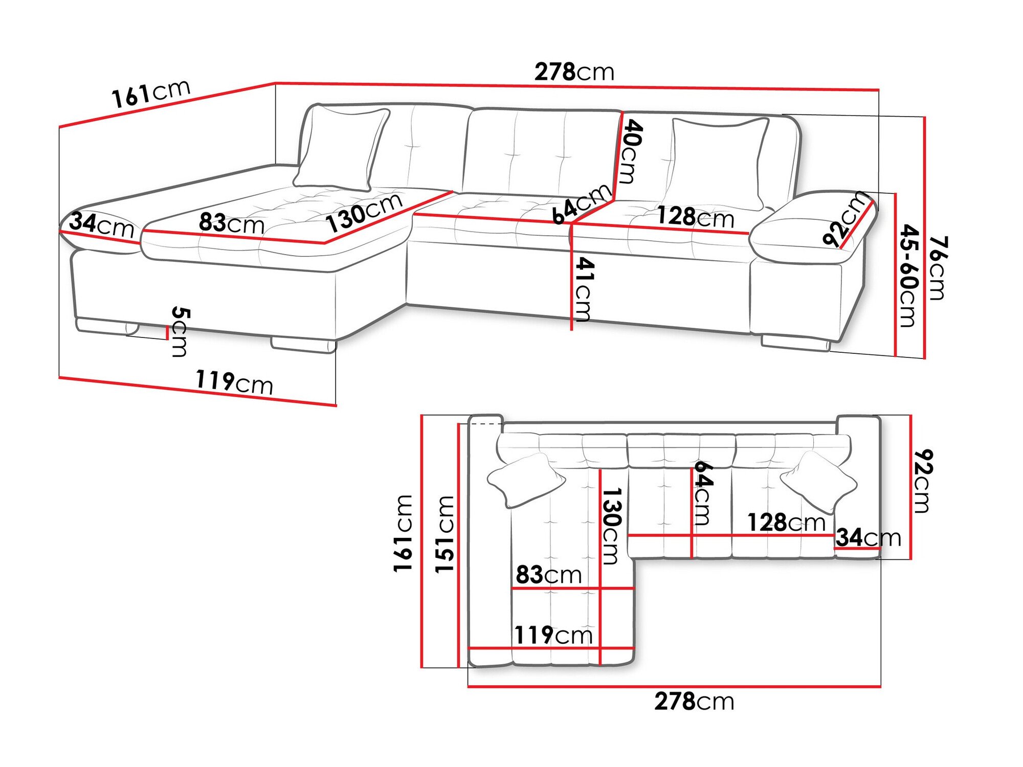 Canapé d'angle Comfivo Serenitas (Magic Velvet 2217 + Magic Velvet 2219)