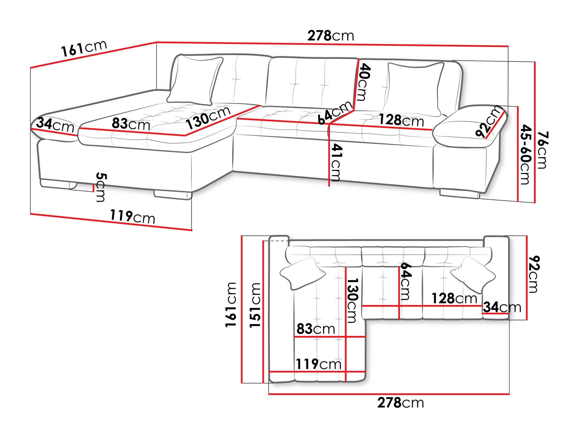 Canapé d'angle Comfivo Serenitas (Soft 017 + Lux 05 + Lux 06)