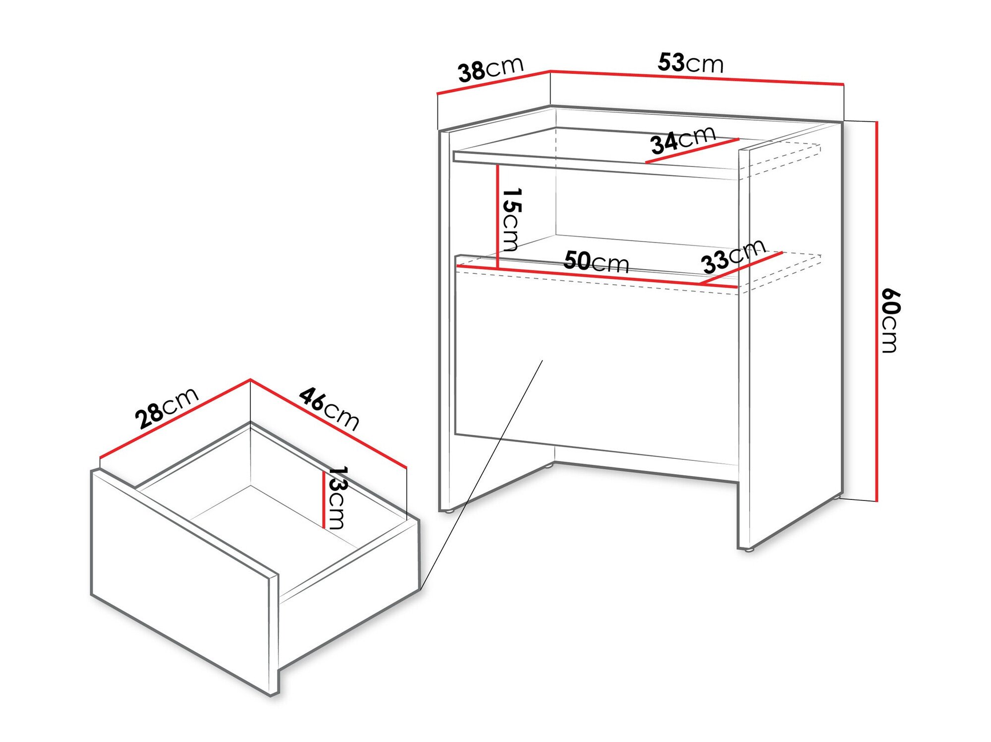 Table de chevet Filus (Chêne foncé)
