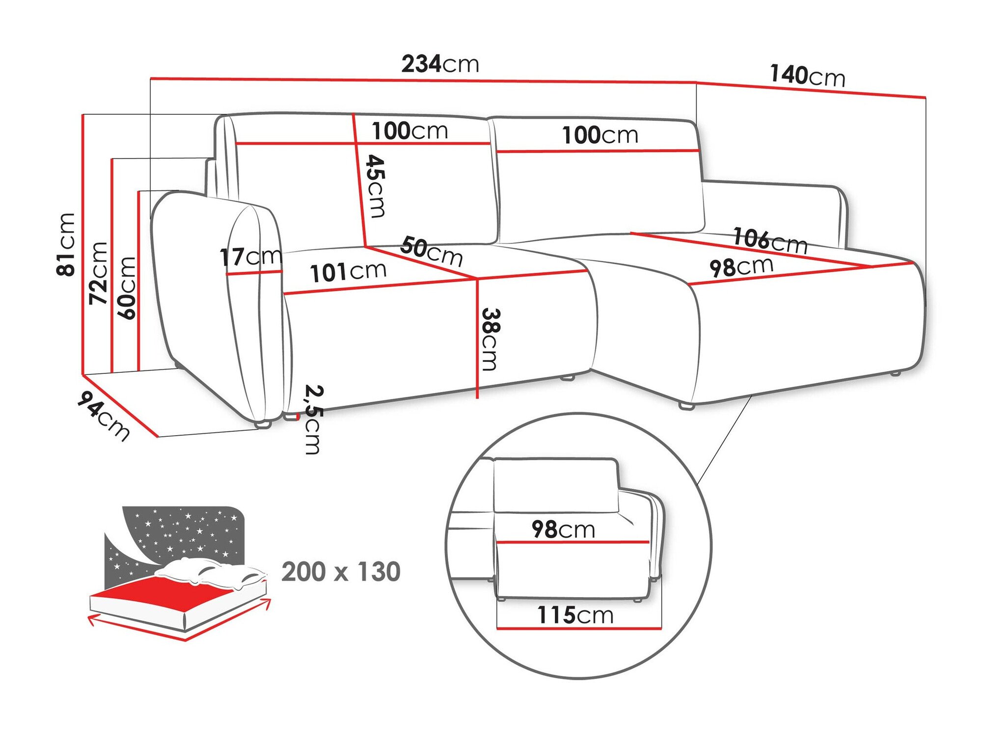 Canapé d'angle Temple 131 (Cruz 15)