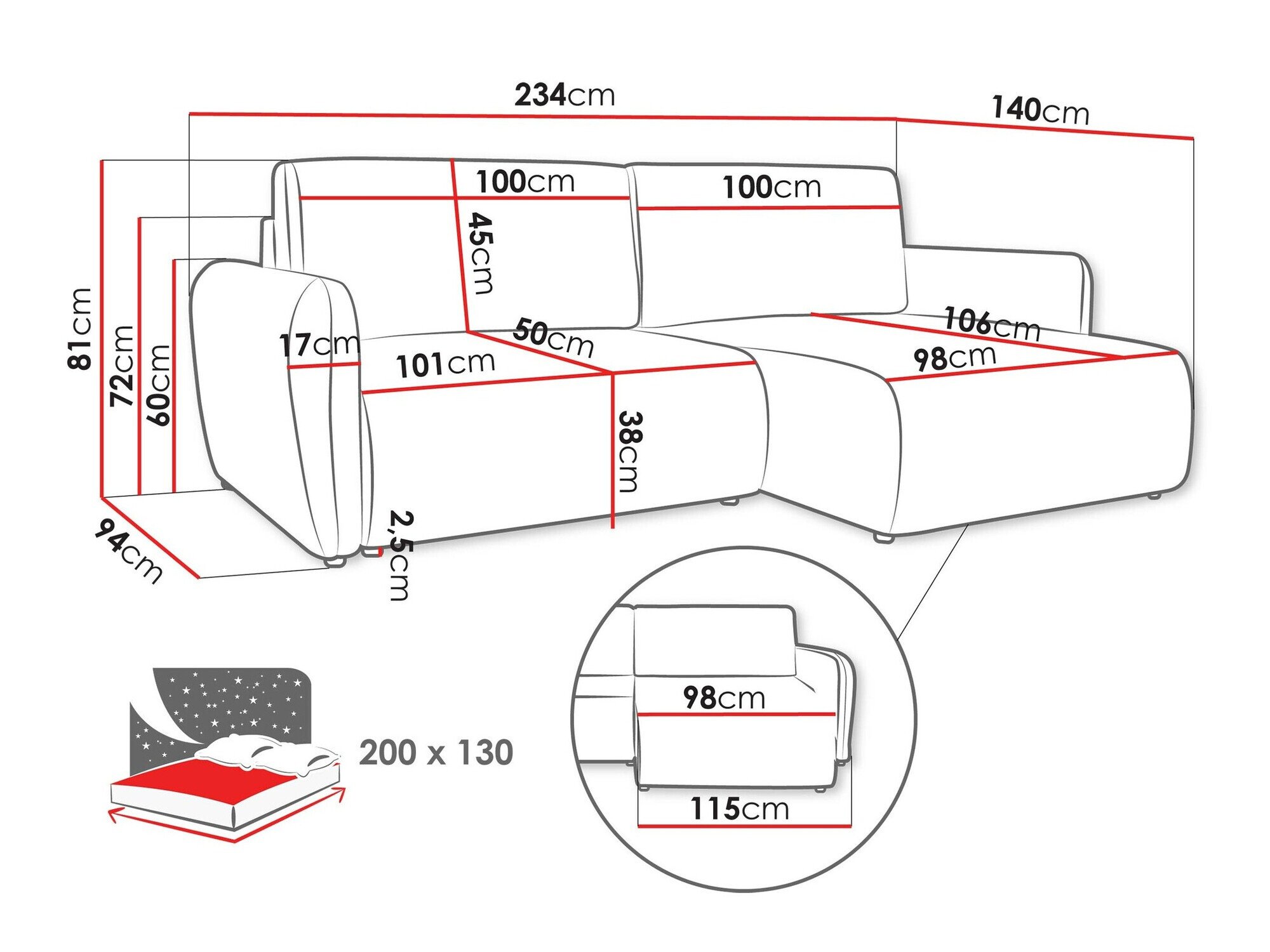 Canapé d'angle Temple 131 (Cruz 63)