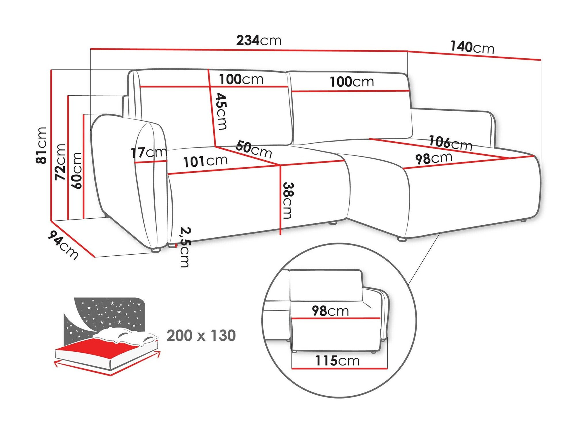 Canapé d'angle Temple 131 (Cruz 80)