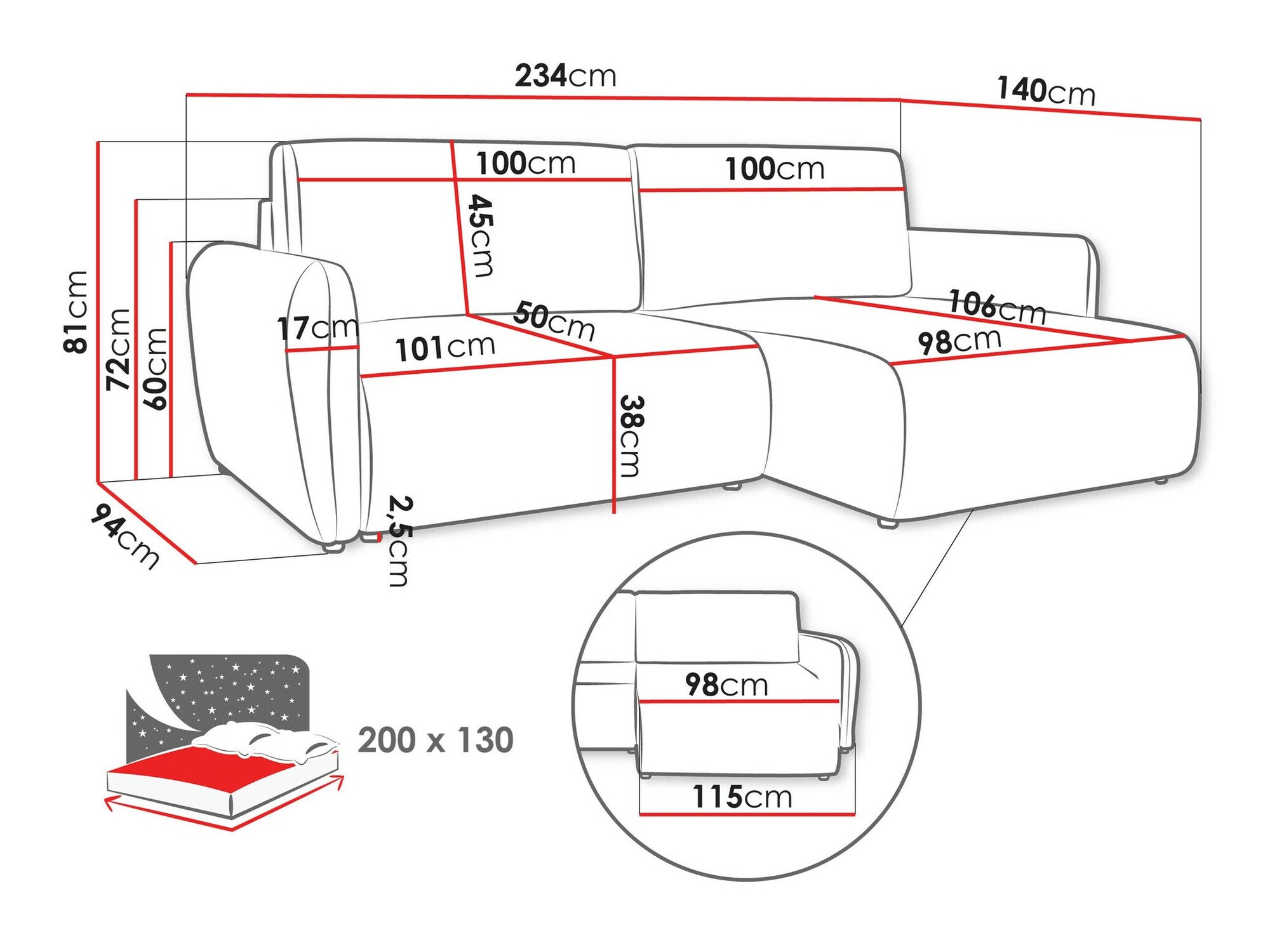 Canapé d'angle Temple 131 (Cruz 97)
