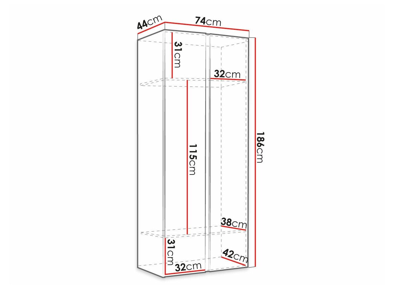 Armoire Pinis (Chêne Artisan + Noir)