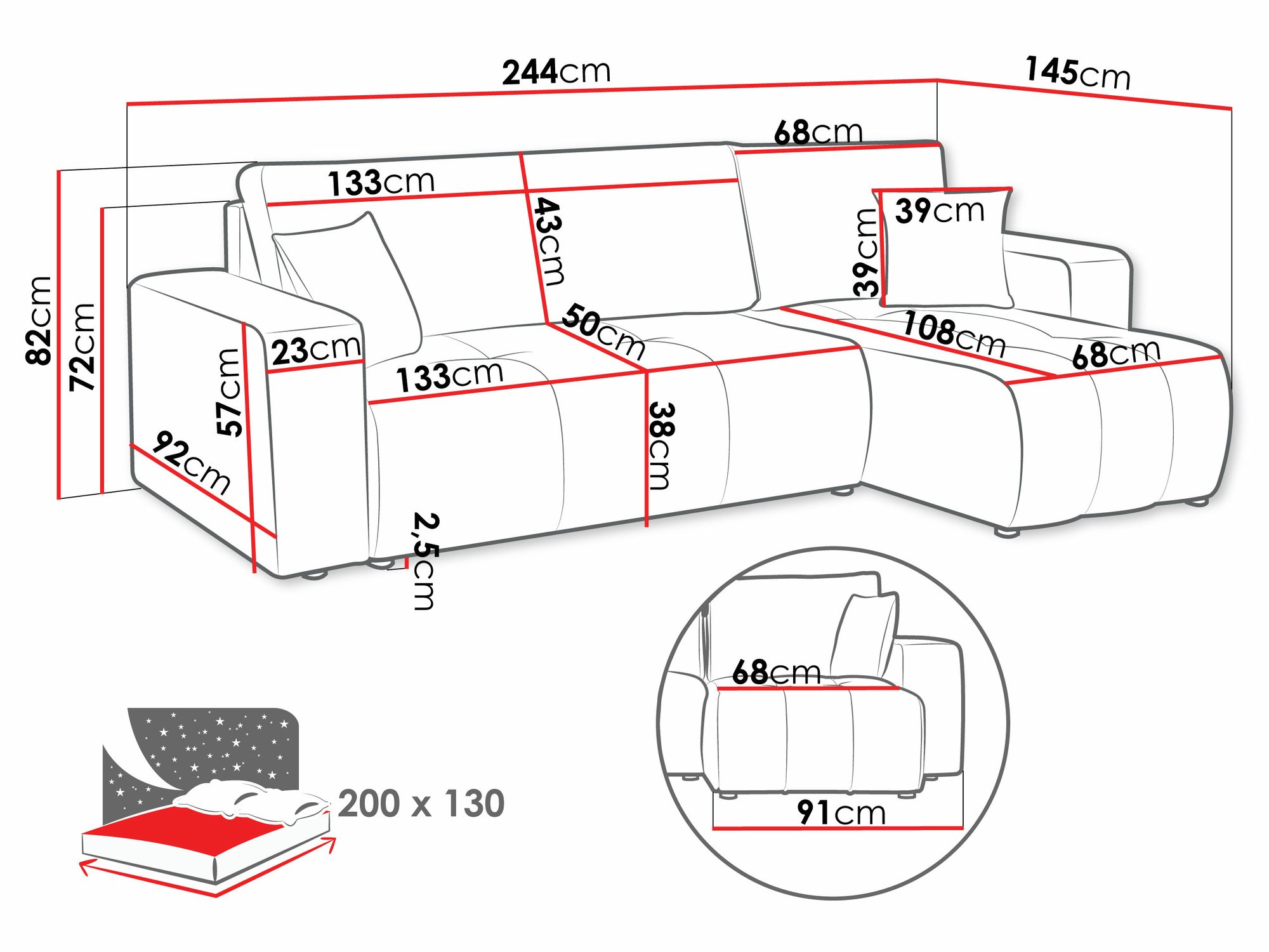 Canapé d'angle Comfivo 361 (Velo 633)
