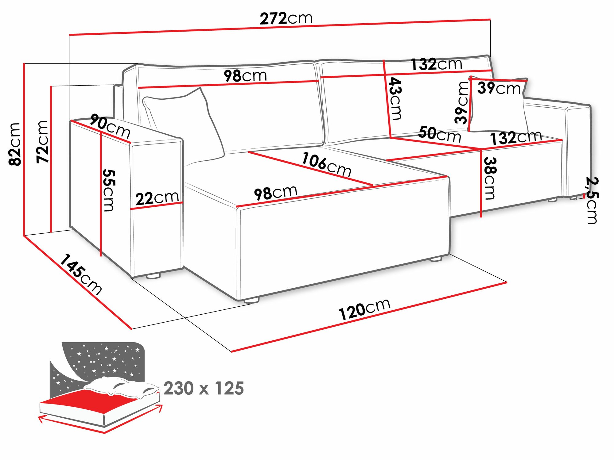 Canapé d'angle Shelton 107 (Lima 50)