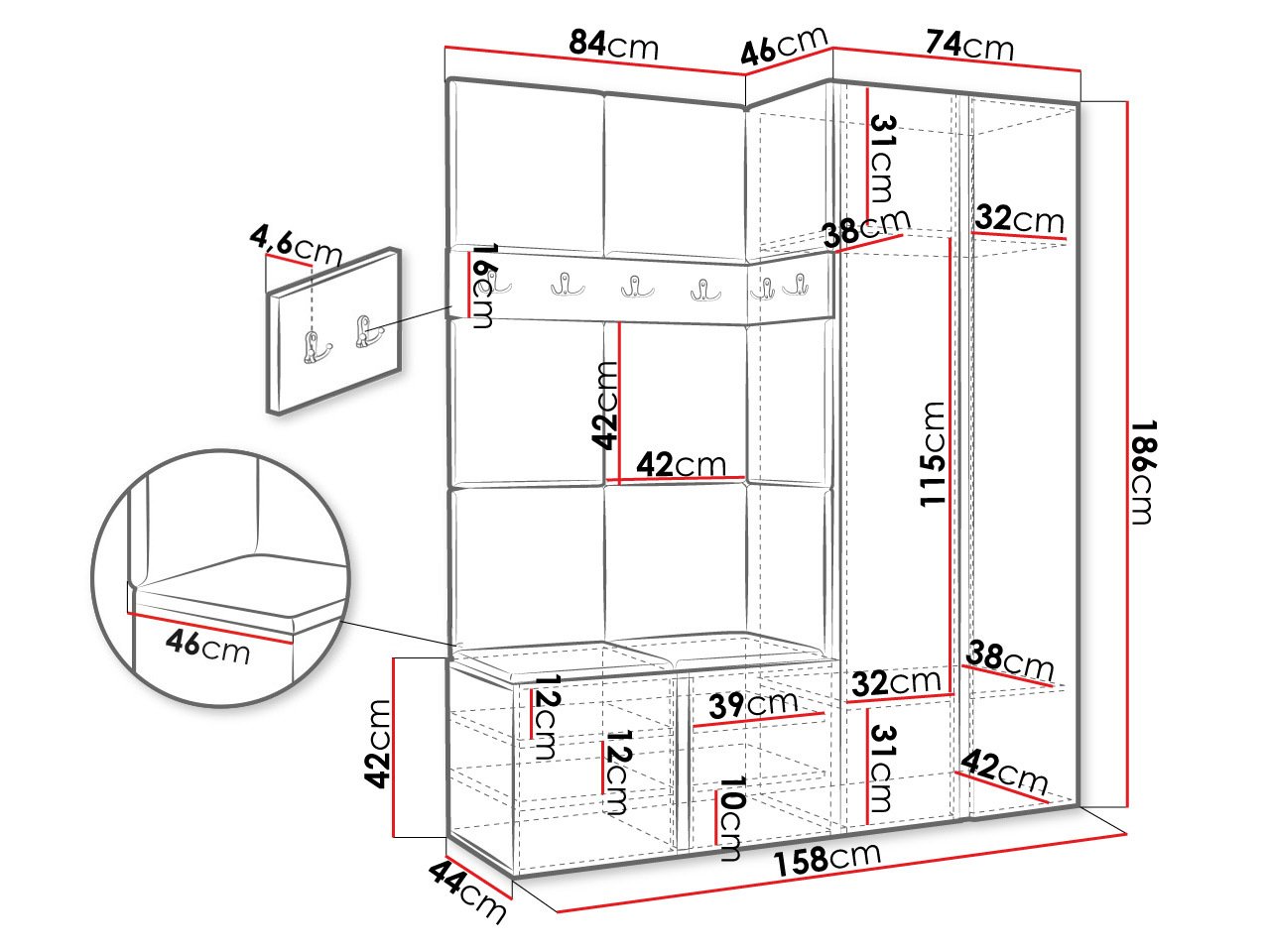 Meuble d'entrée Hartford 278 (Manila 35)