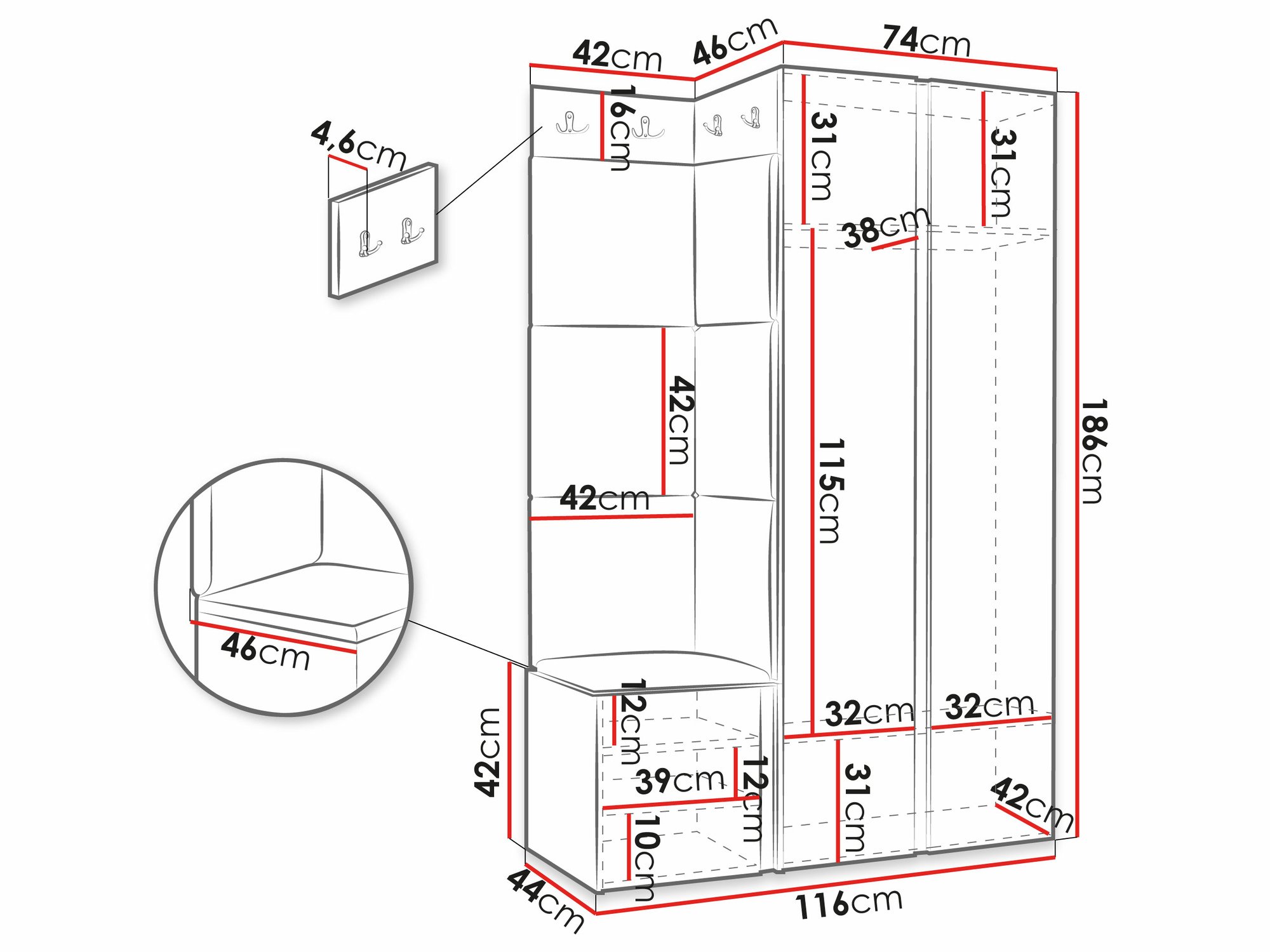 Meuble d'entrée Hartford 388 (Noir)