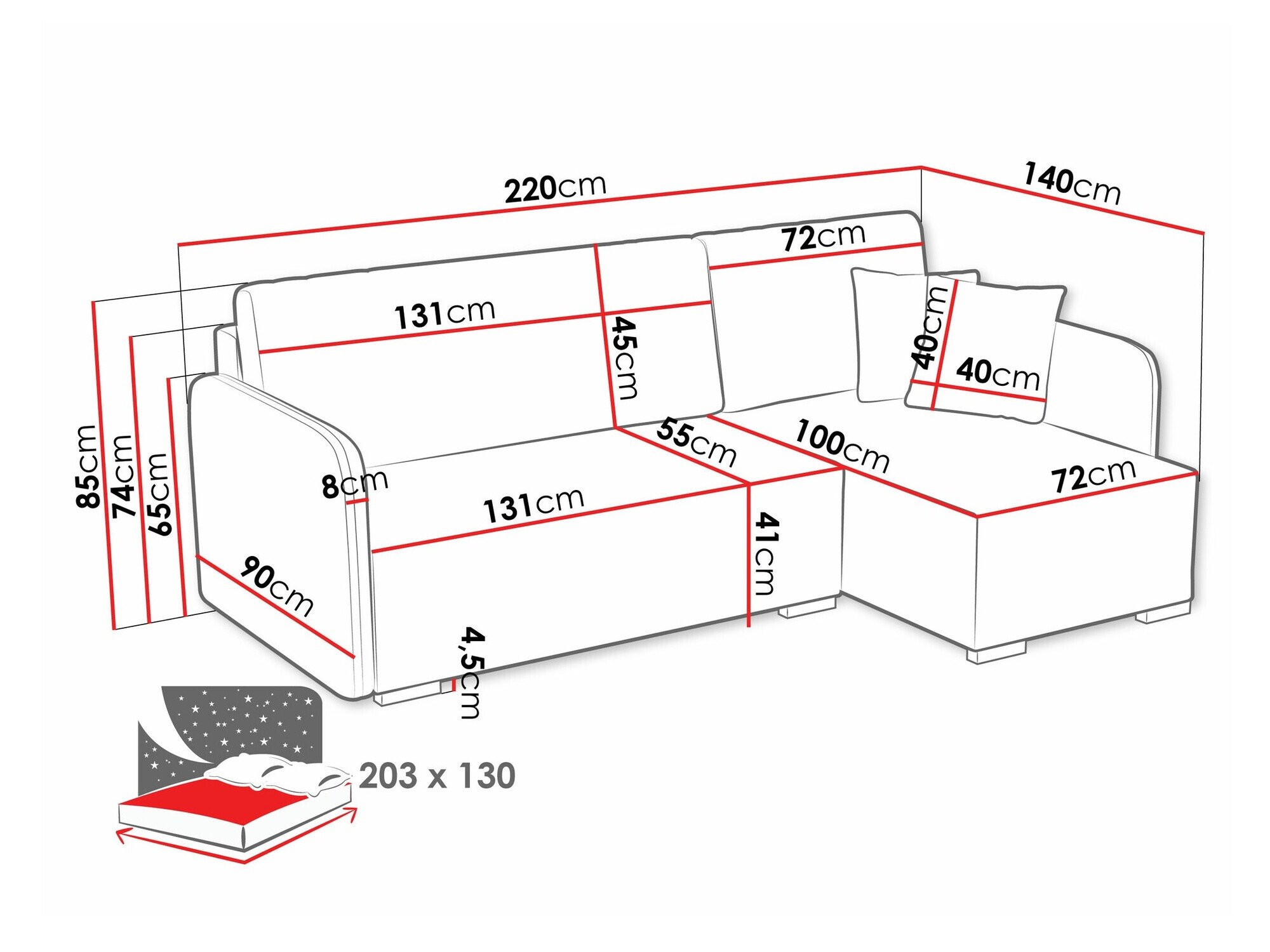 Canapé d'angle Columbus 245 (Velo 625)