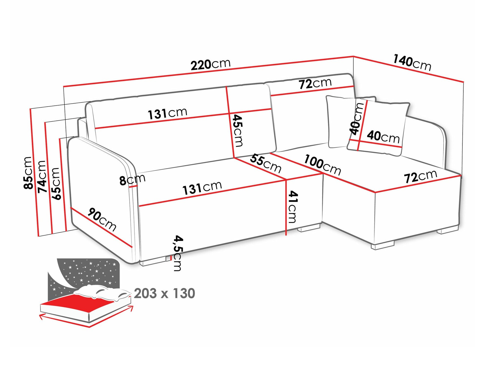 Canapé d'angle Columbus 245 (Velo 635)