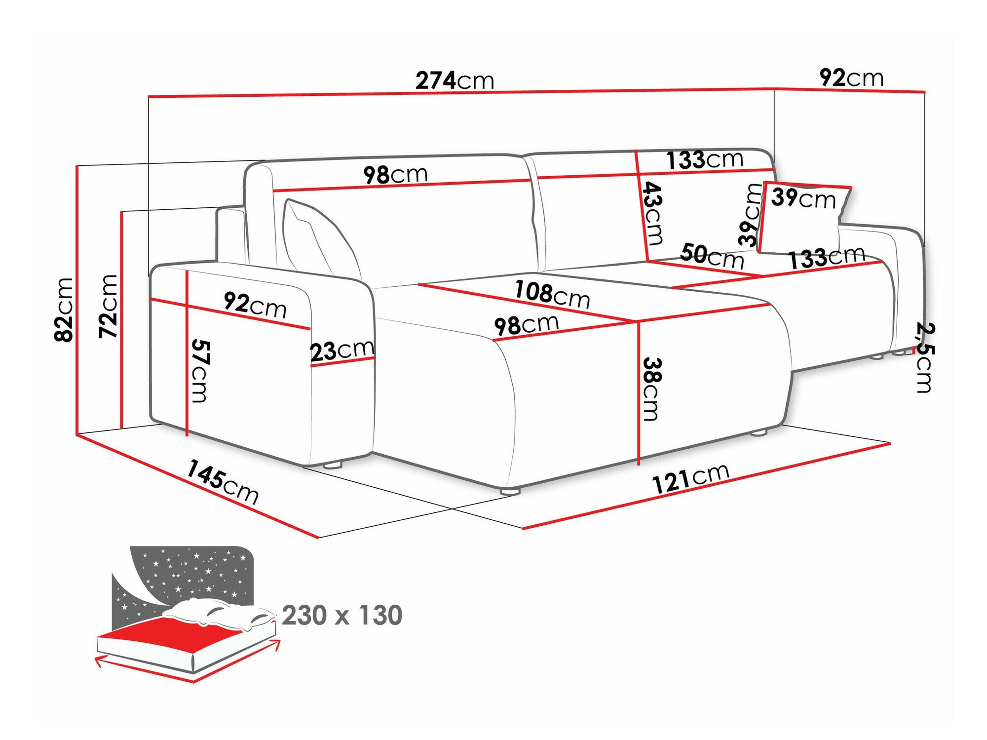 Canapé d'angle Shelton 108 (Lima 84)