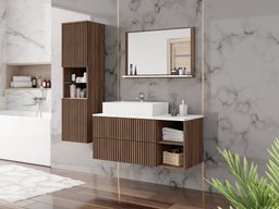 Ensemble de salle de bain Ophruvi 104 (Noyer + Marbre blanc)