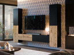 Ensemble de salon Calveru 106 (Noir + Chêne wotan)