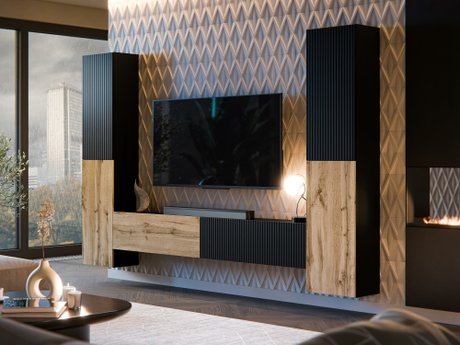 Ensemble de salon Species II (Noir + Chêne wotan)