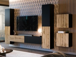 Ensemble de salon Calveru 109 (Noir + Chêne wotan)