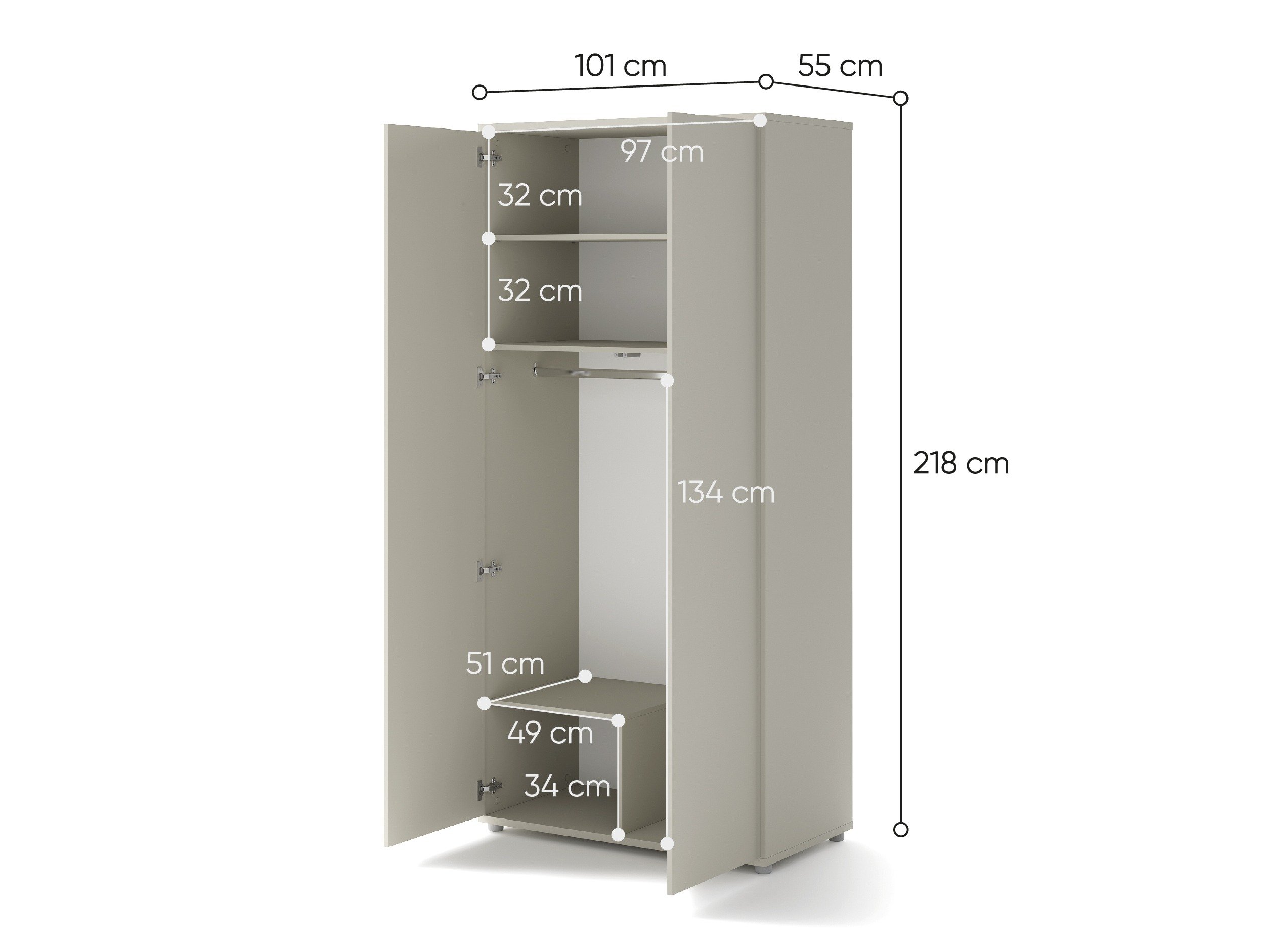 Armoire Concept Pro Lenart Levfere 155 (Cachemire)