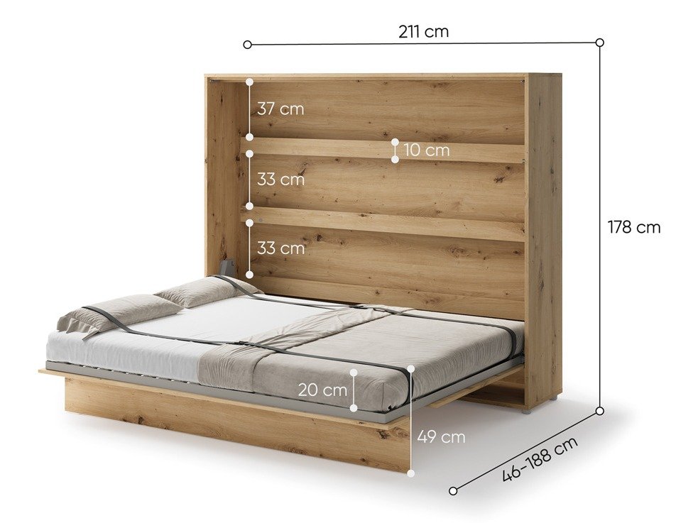 Lit escamotable Concept Pro Lenart Levfere 115 (Chêne Artisan)