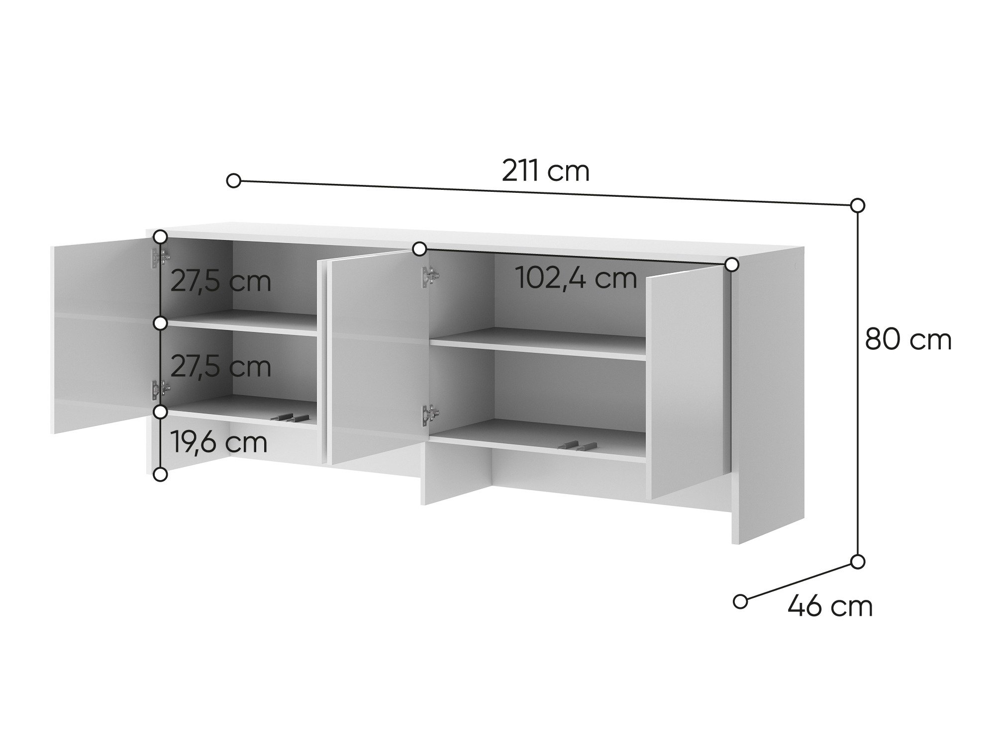 Buffet Concept Pro Lenart IV (Blanc + Blanc brillant)