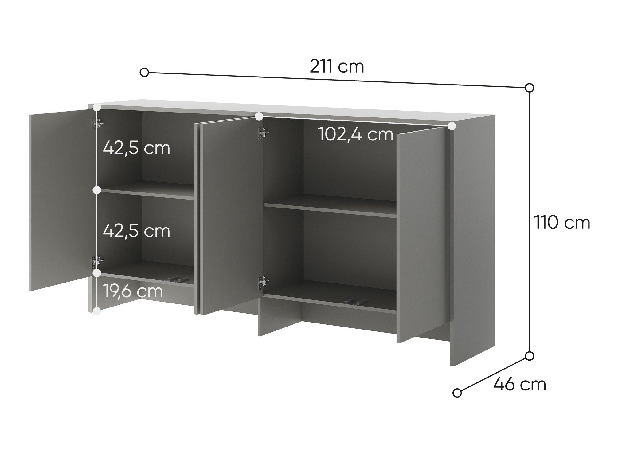 Buffet Concept Pro Lenart Levfere 120 (Gris)