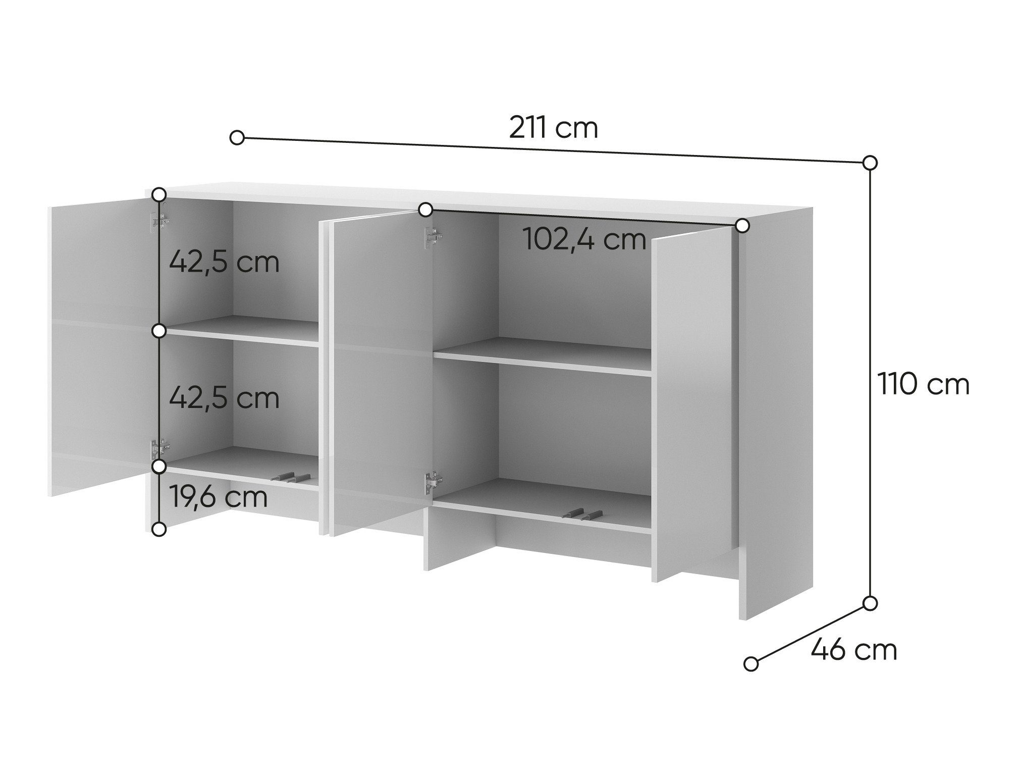 Buffet Concept Pro Lenart V (Blanc + Blanc brillant)
