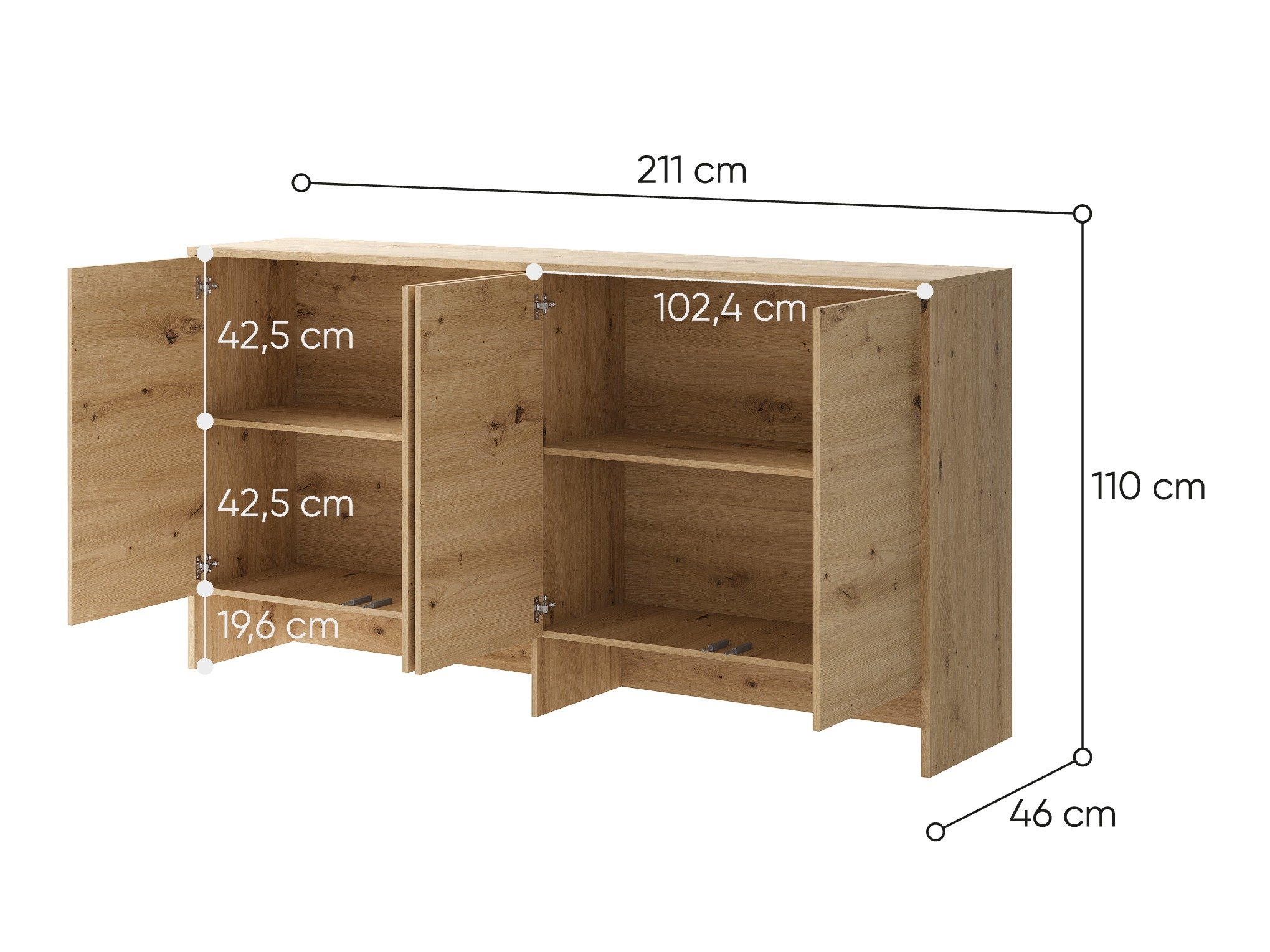 Buffet Concept Pro Lenart V (Chêne Artisan)
