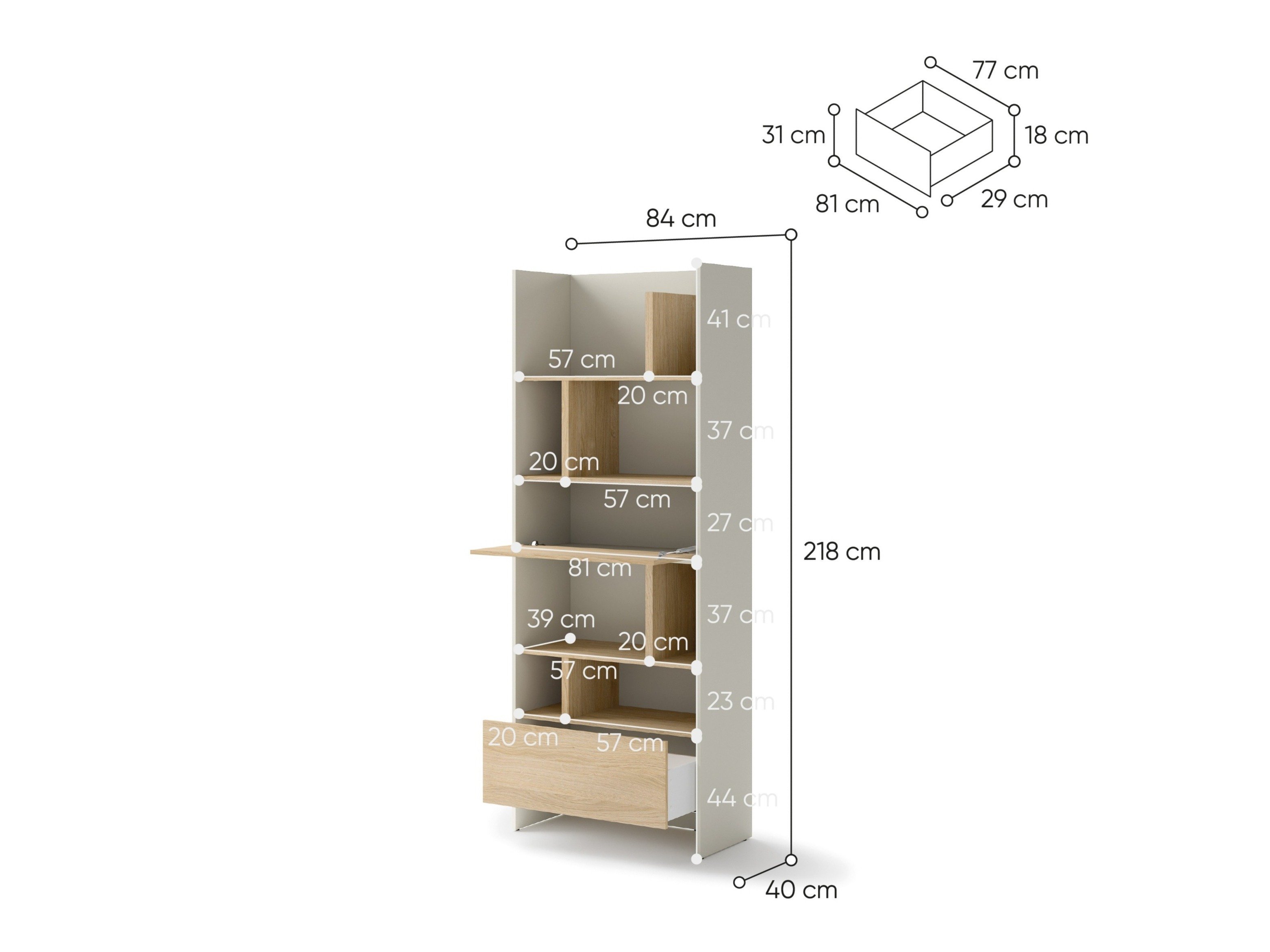 Étagère Concept Pro Lenart Levfere 146 (Cachemire + Chêne)