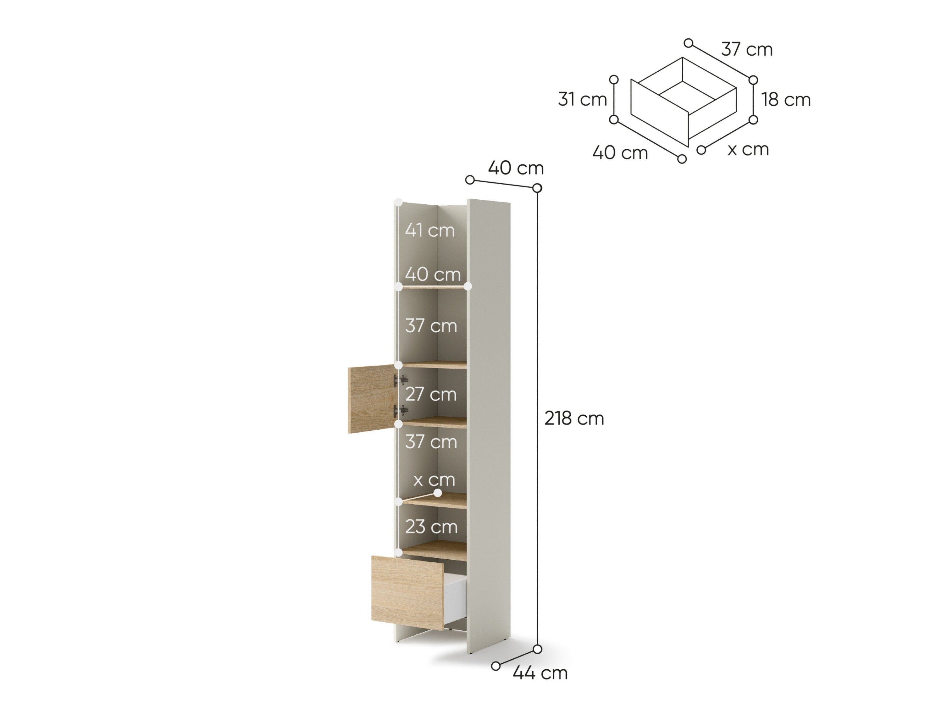 Étagère Concept Pro Lenart Levfere 147 (Cachemire + Chêne)