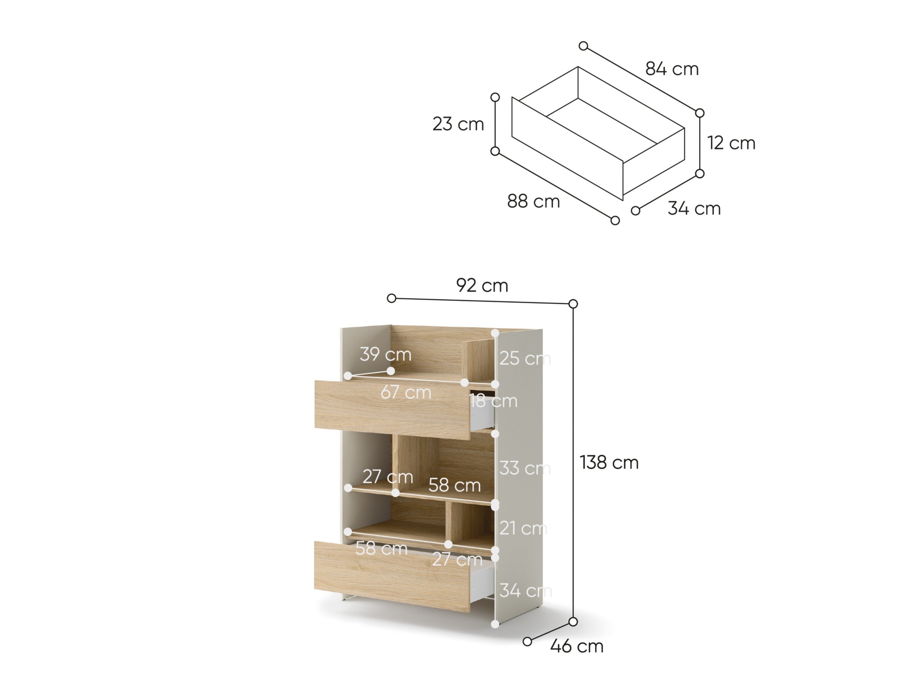 Étagère Concept Pro Lenart Levfere 150 (Cachemire + Chêne)