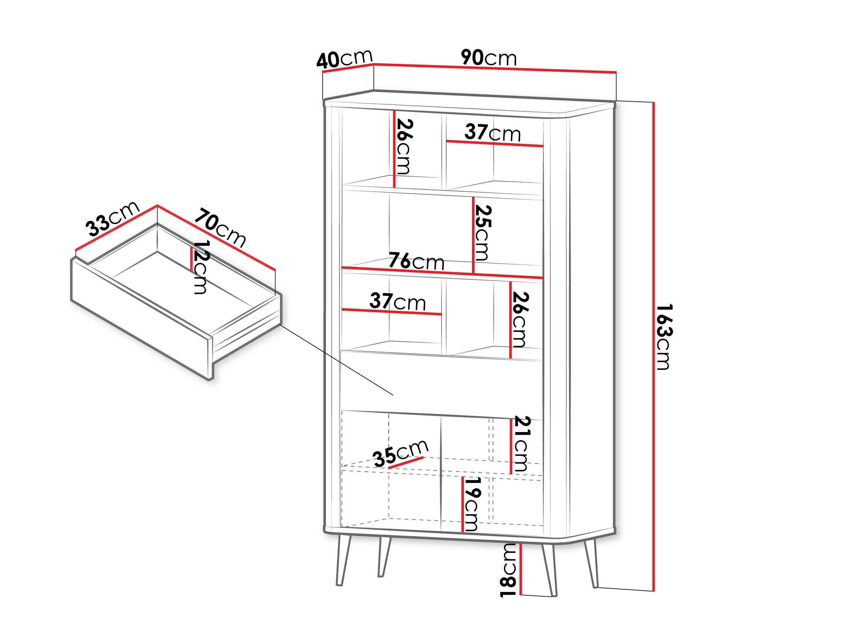 Étagère Lufela 108 (Cachemire + Marbre gris)