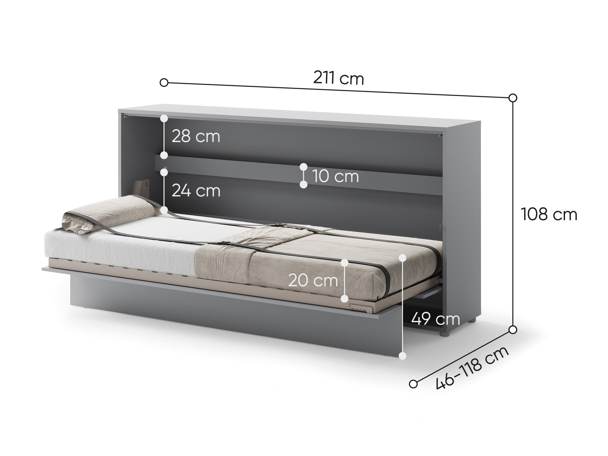 Lit escamotable Concept Pro Lenart V (Gris)