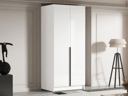 Armoire Closico Staton I (Blanc + Blanc brillant + Noir)