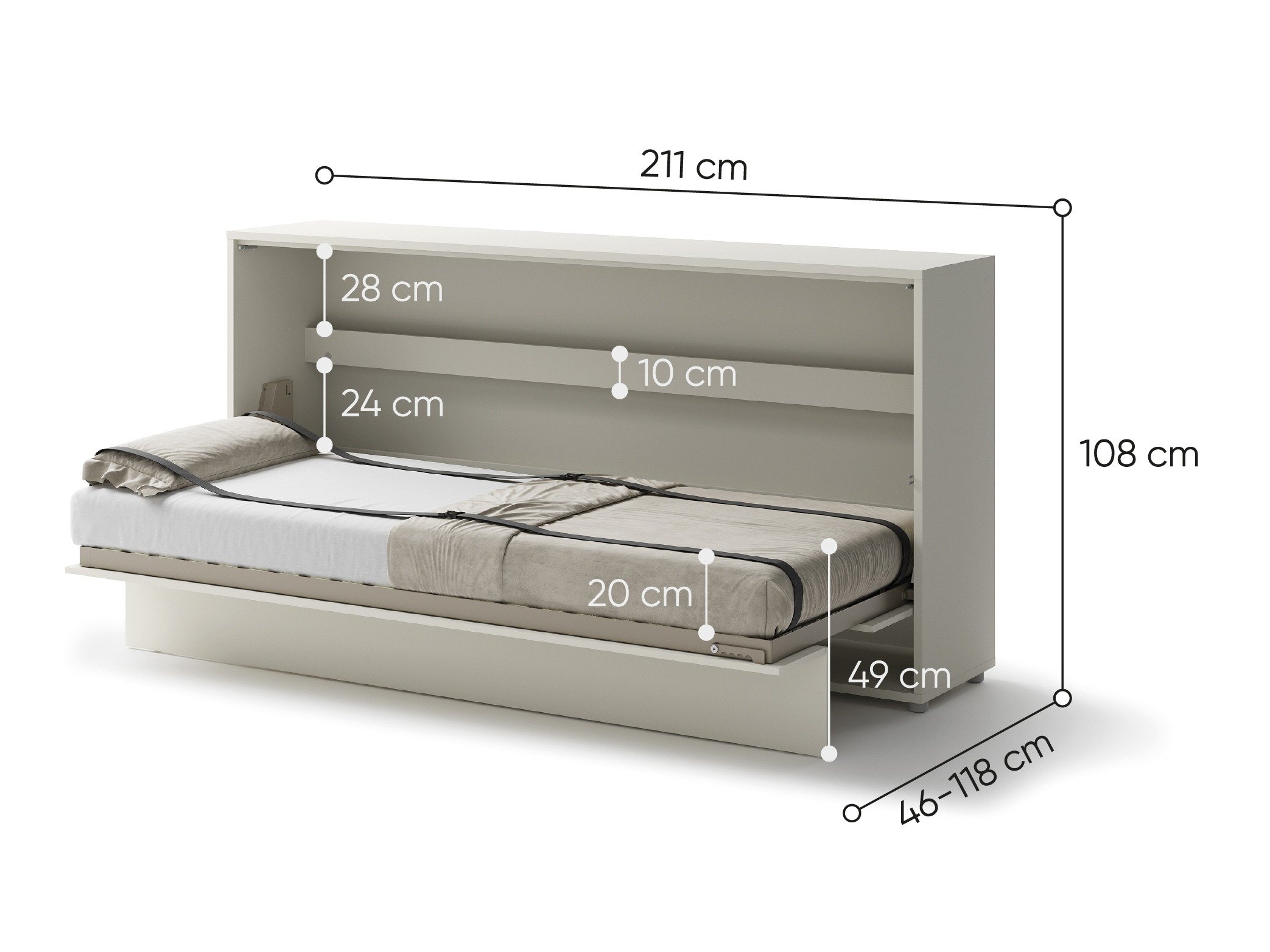 Lit escamotable Concept Pro Lenart Levfere 115 (Cachemire)