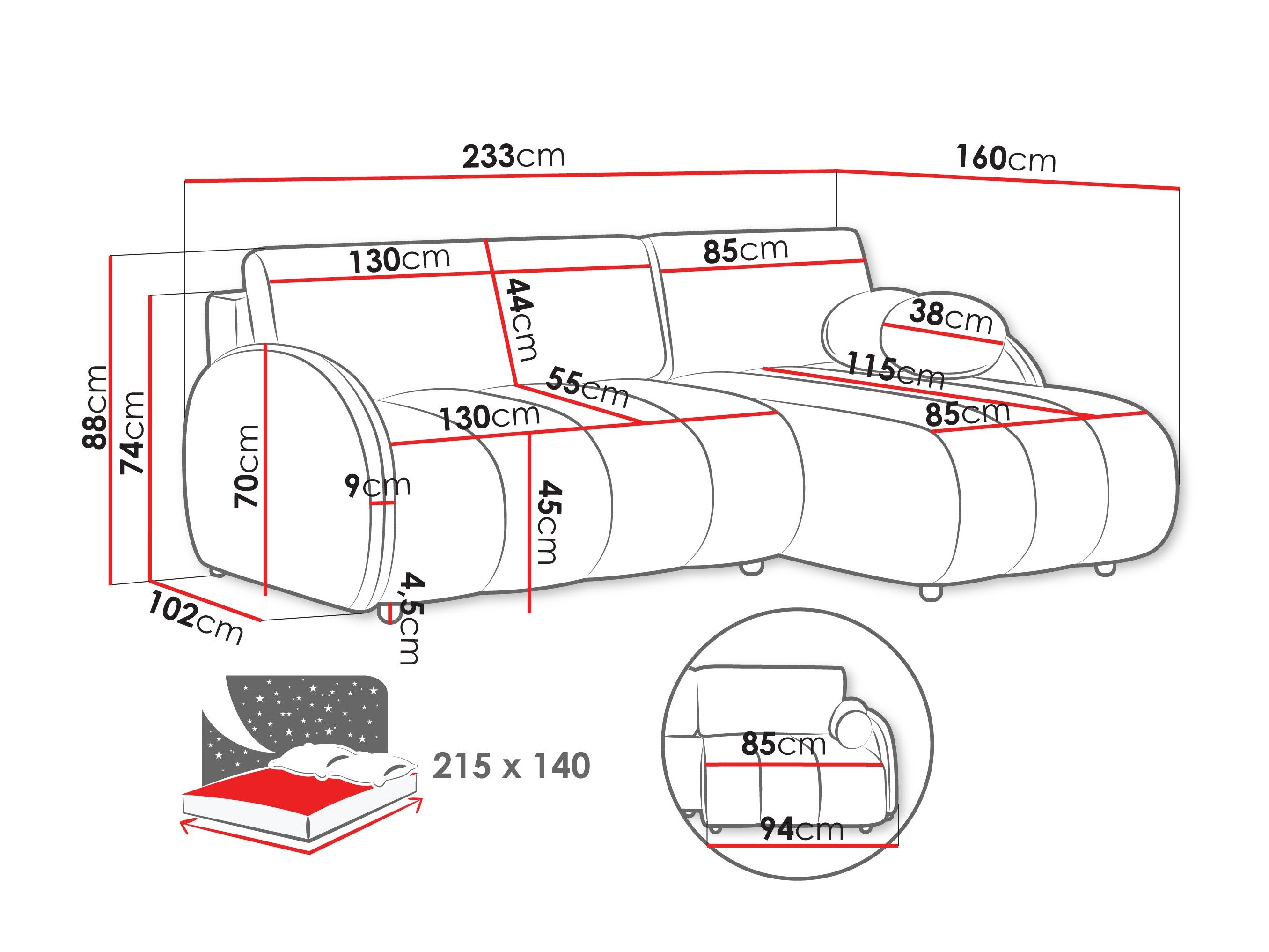 Canapé d'angle Columbus 247 (Sereno 681)
