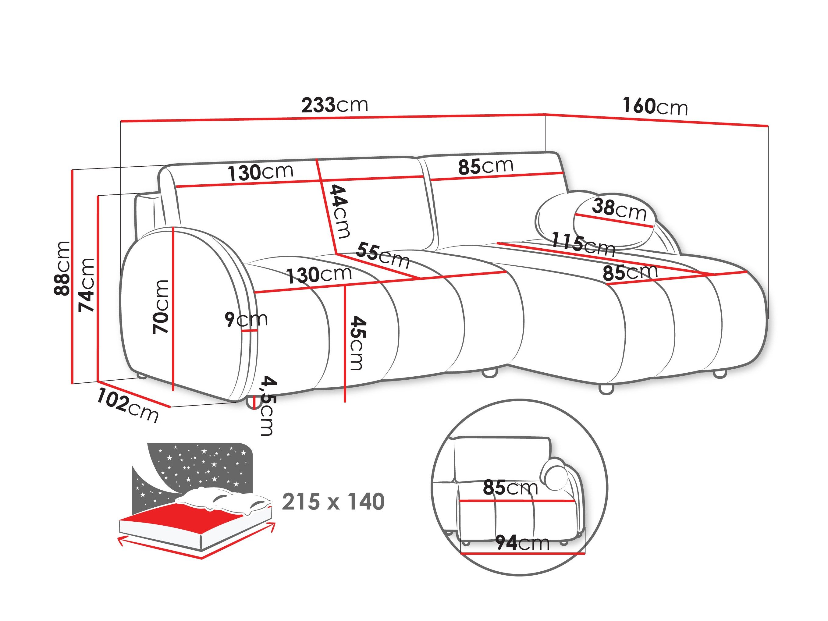 Canapé d'angle Columbus 247 (Sereno 682)