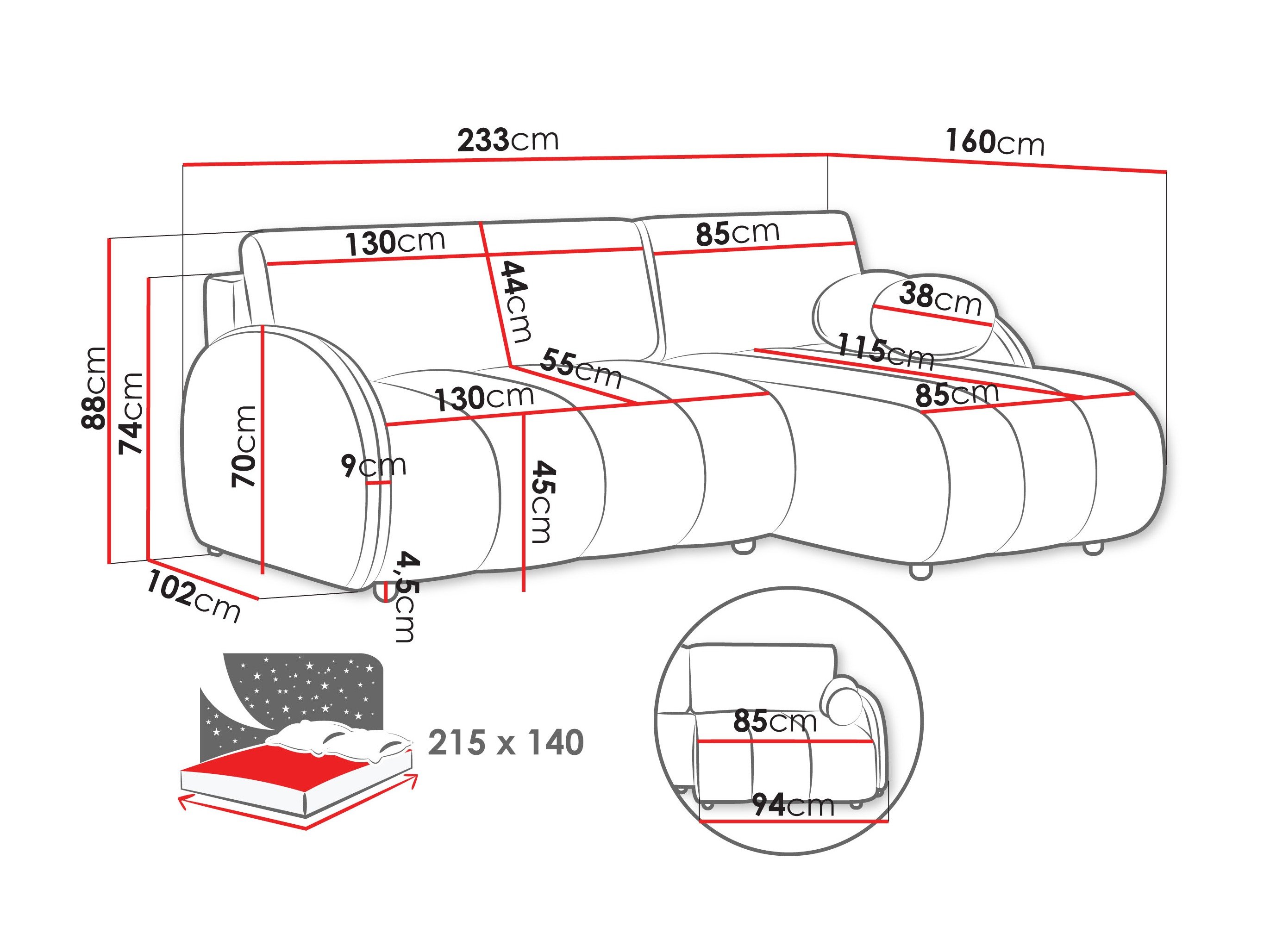 Canapé d'angle Columbus 247 (Sereno 686)