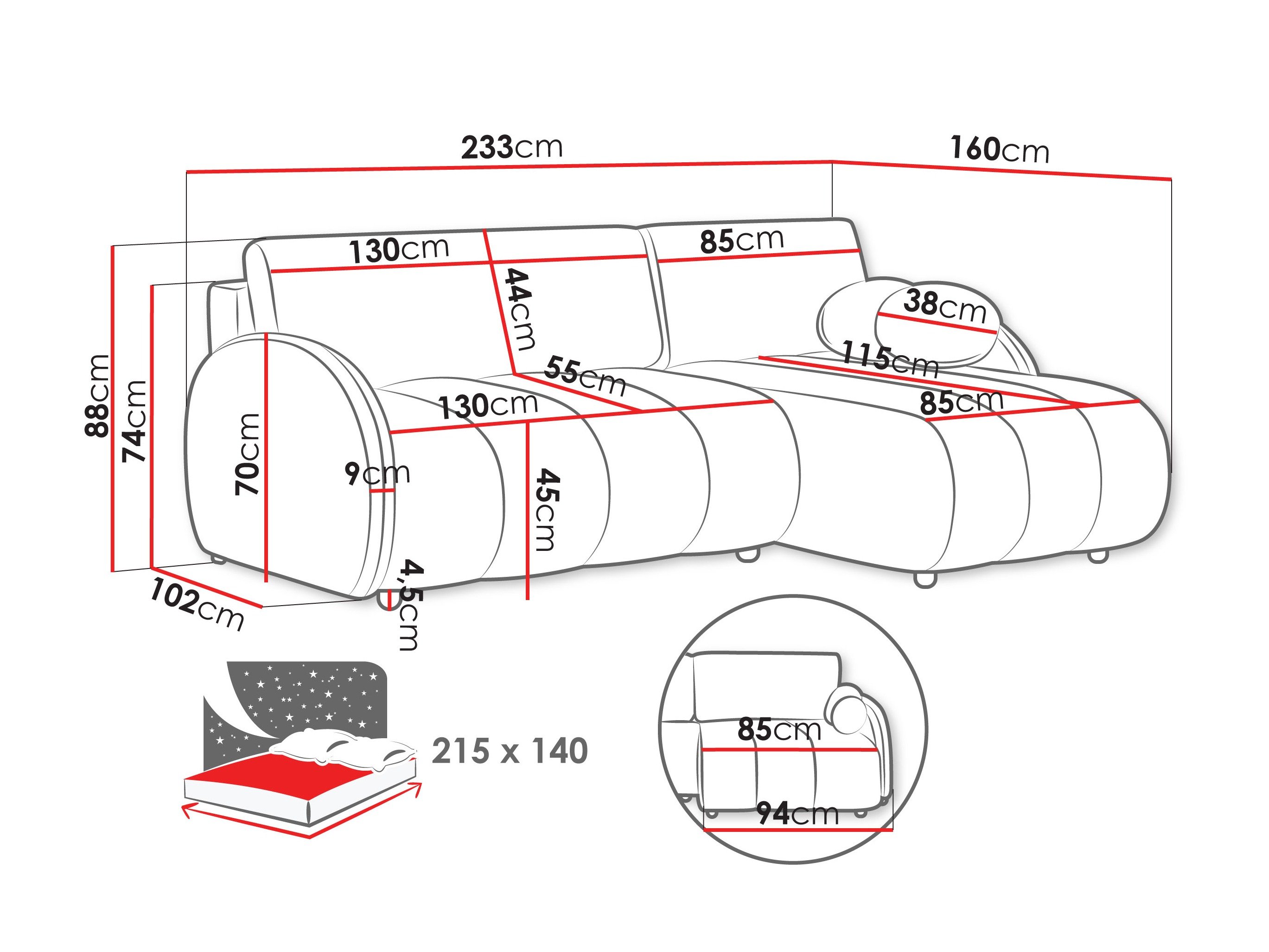 Canapé d'angle Columbus 247 (Sereno 687)
